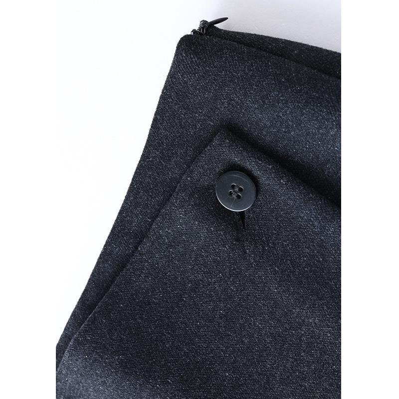 2025 Autumn/Winter Women's Luxury Deep Gray Irregular Slimming Hip-Wrap Short Skirt
