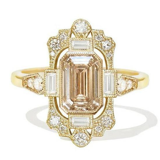 

Three Heroes Women s Classic Zircon Ring with Champagne Diamond Inlay Size 10