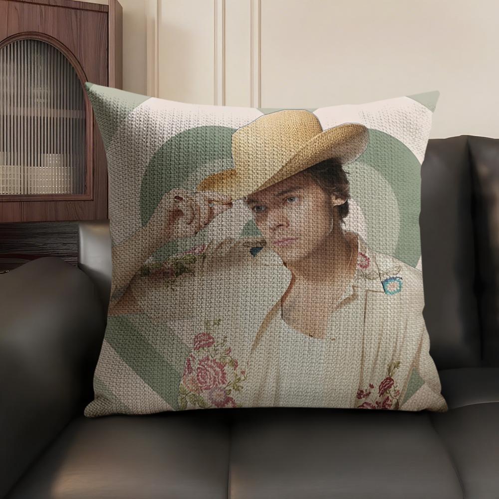 Singer HHarry Music Cushion Cover Natural Linen Organic Fabric DoubleSided Printing Sofa Home Decor Gift Pillow Case