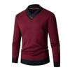 Suéter Masculino Casual de Tricô Colorblock para Outono e Inverno Suéter Juvenil Slim para o Dia a Dia