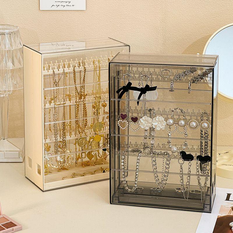 Acrylic Necklaces Holder and Jewelry Organizer,Dustproof Jewelry Stand Rack Display Classic for Earring Bracelet Earrings Ring