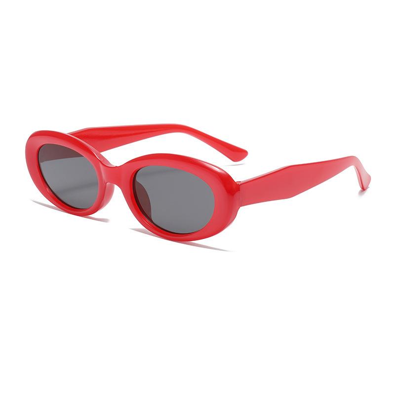 Retro Oval Sunglasses Thick Frame Personalized Styling Sun Protection Face Slimming Glasses 5802 красный