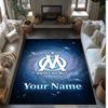 Olympique Marseille FC Printed Crystal Velvet Rug Non‑Slip Crystal Velvet Carpet For Sofa Bedroom Indoor Home Decoration