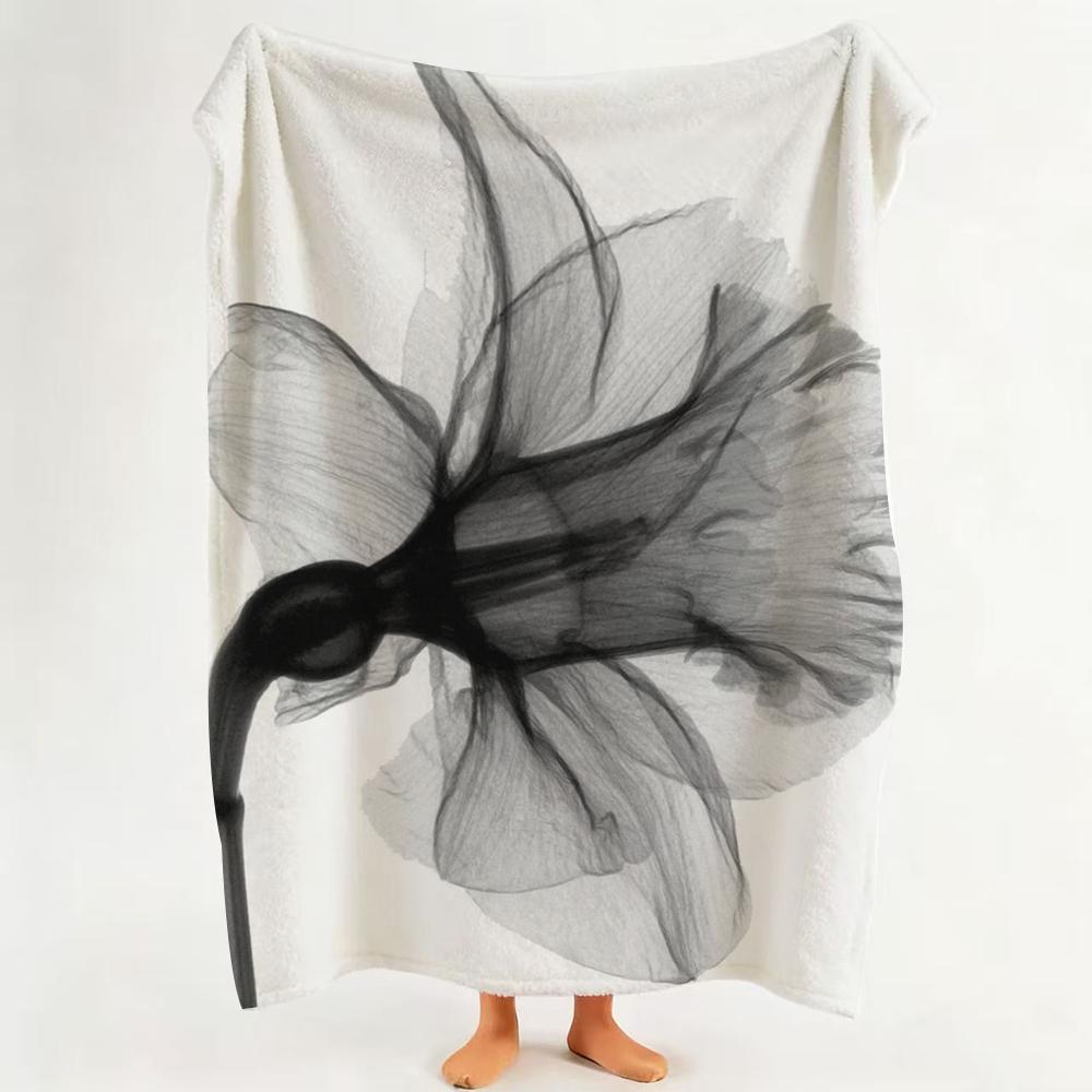 Art B Black A And W White A Art P Plant F Flower Throw Flannel Throw Blanket Suitable for Sofa Living Room Bedroom