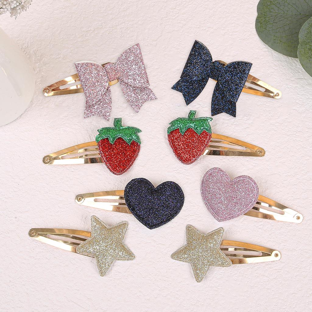 2/8pcs Cute Girls Star Hair Clips Heart Shaped Hairpin Hair Bows Barrettes Clips Alloy Hair Pins Kids Children Headwear