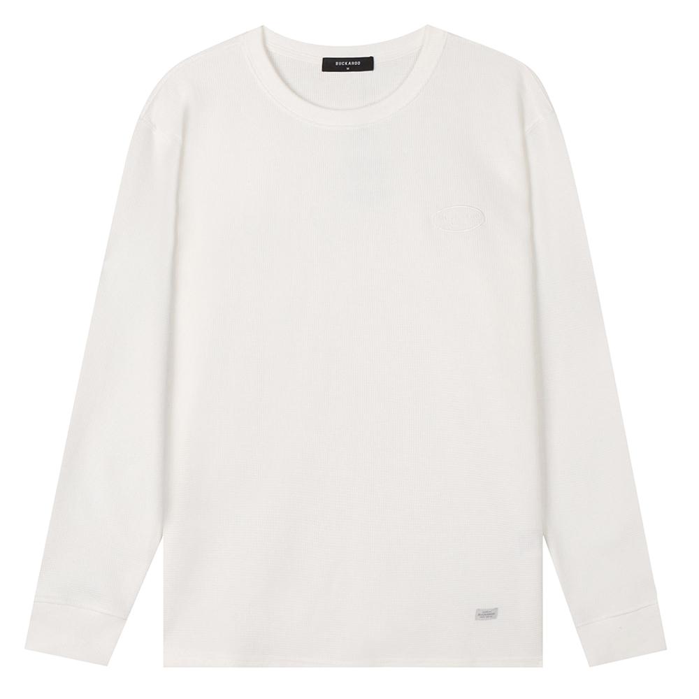 Burkeru Waffle Basic Round Neck T-Shirt Off-White Off White_M