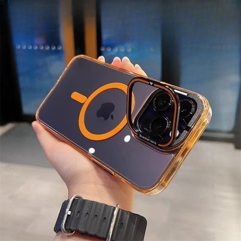 Applicable To IPhone15promax Mobile Phone Case Lens Holder PC High Magnetic Suction Apple 14 Hard Shell Anti Fall 13pr