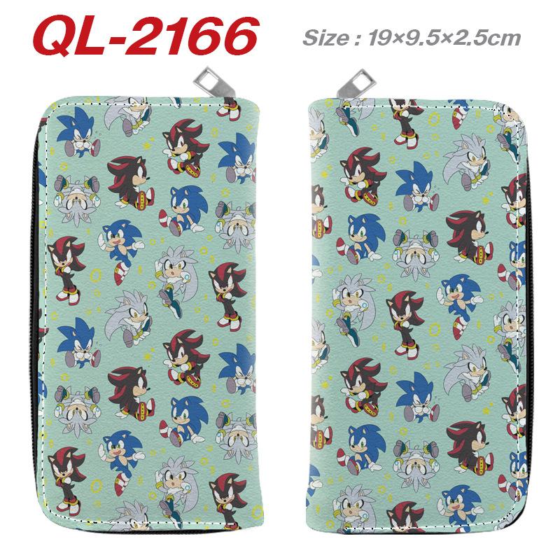 Sonic PU Zip Long Wallet Anime Hedgehog Handbag Clutch Card Holder Coin Purse Blue 1pcs