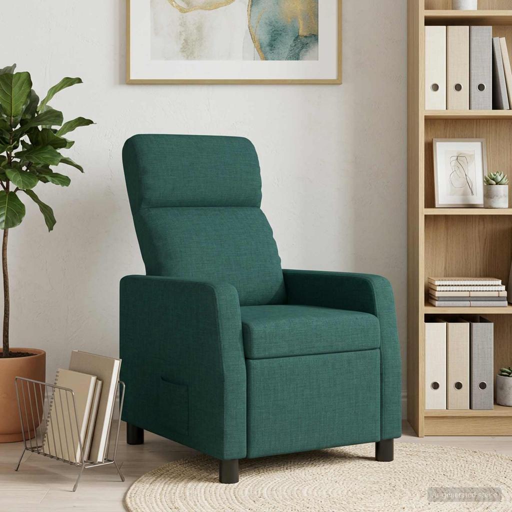 Recliner Armchair Dark Green Fabric