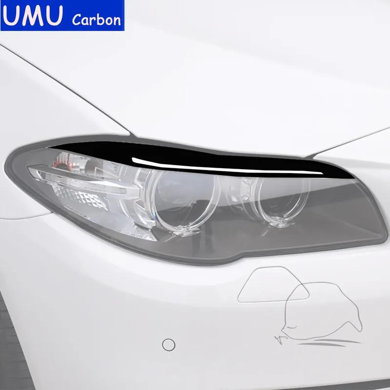 For BMW 5 Series F10 2010-2016 Accessories Car Black Plastic Lamp Brow Cover Trim Sticker Modification Decoration
