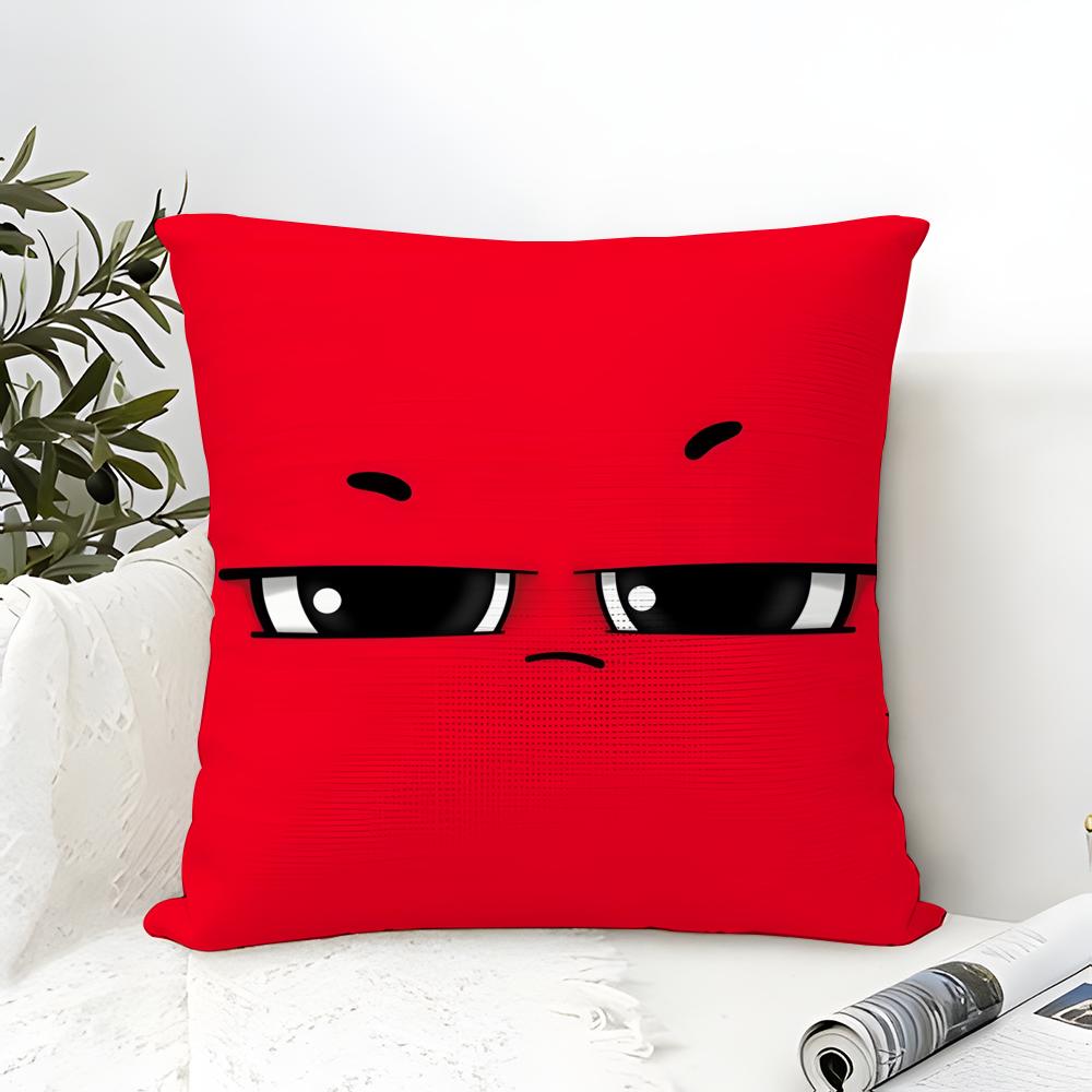 Pillow Case Cotton Linen Fabric Square Zipper Pillowcase Home Decorative Living Room Cartoon Expressions Of Angry Eyes 3