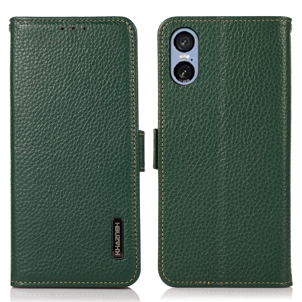 For Sony Xperia 5 VI Case RFID Blocking Genuine Cow Leather Phone Cover