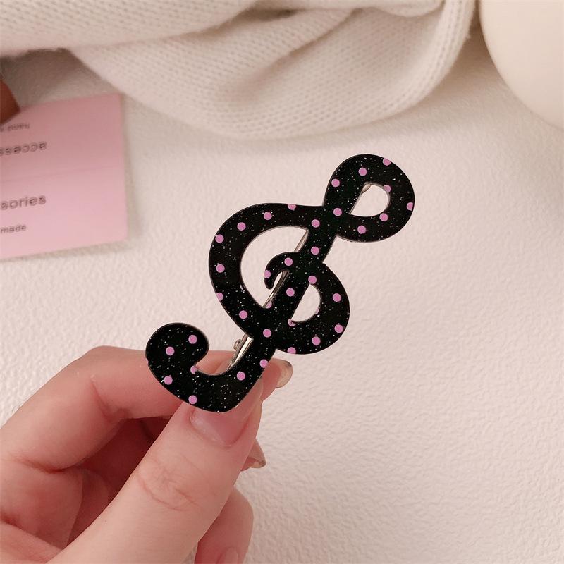 

Polka Dot Musical Note Hair Clip – Cute Girlish Heart Bang Side Duckbill Hair Accessory