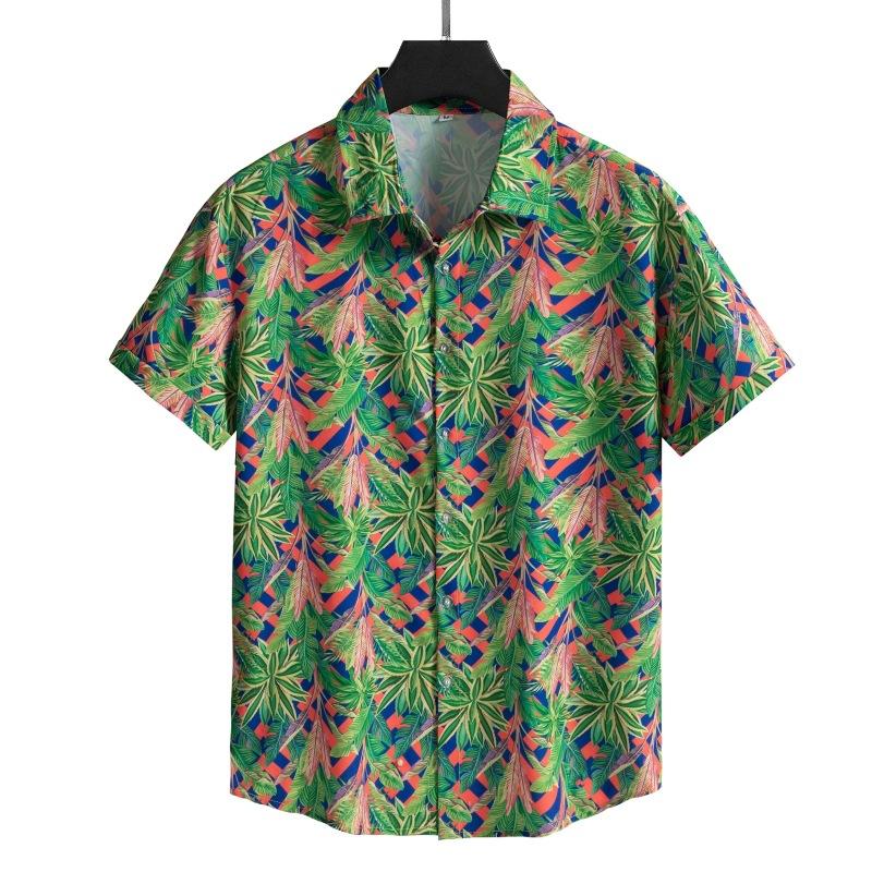 Свободная мужская рубашка с короткими рукавами и принтом в европейском и американском стиле L 1730₽