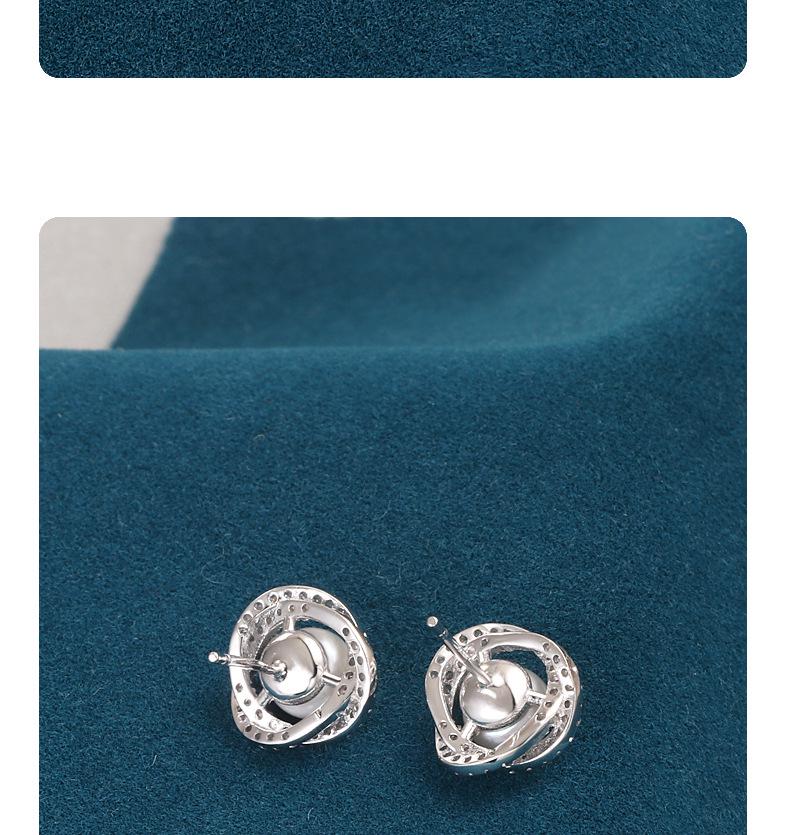 S925 Sterling Silver Diamond-Inlaid Rose Pearl Stud Earrings - Women’s Japanese Korean Niche Luxury, Comfortable for Sleeping with Pierced Ears