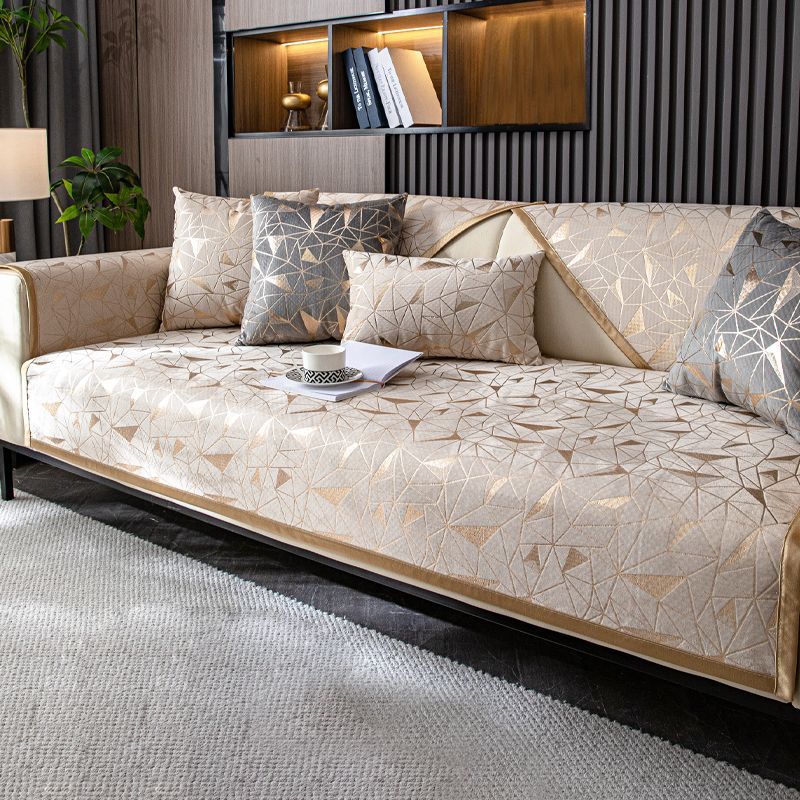 

Голландский бархатный узор с позолоченным рисунком, чехлы для диванов, полотенце, противоскользящая защита для дивана, чехол для дивана, одеяло для гостиной, желтый край 110x110cm белый