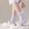 5 Pairs Mid-calf Socks Spring and Summer Cotton Pop Monthly Socks Anti-pilling Boneless Socks Women Dopamine Coloured White Student Socks