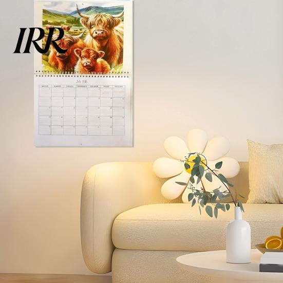 Ink Proof Planner Highland Cow Calendar 2027, 12 Month Wall Hanging with Monthly Planning Large Daily Blocks, Home Office Organizer, Lover Gift