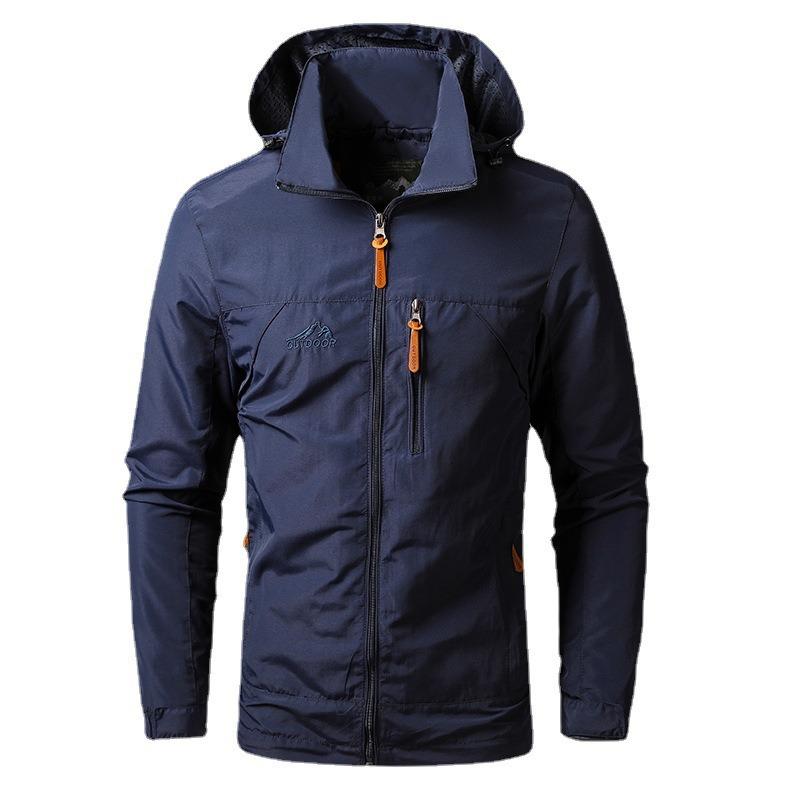 Spring new coat men's jacket casual outdoor large size sports hooded jacket men's clothing