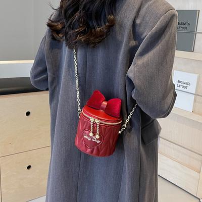 Mini Mode Eimer Handtaschen Damen Frühling Sommer Neu Süße Schleife Buchstaben Ein Schultertaschen Süße Mädchen Kette Umhängetasche