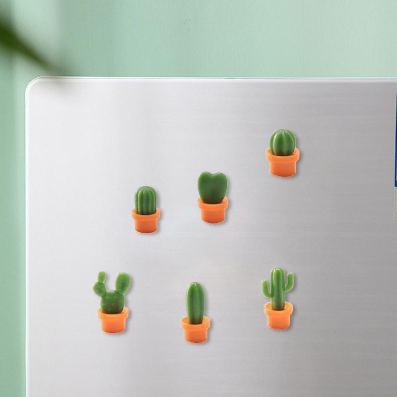 6Piece 3D Potted Cactus Magnets Resins Green Succulents Plant Memo Holders For Refrigerator And Whiteboards Decoration