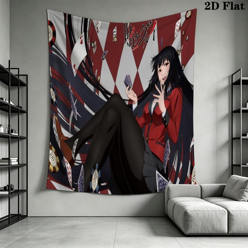 Kakegurui Wall Tapestry Aesthetic Wall Hanging Printed Fabric Blanket Decorative Tapestries for Bedroom Living Room Home Decor