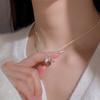 Silberfarbener Schleifenanhänger Halskette für Damen Minimalistische Metall Schlüsselbein Kette Romantische Halskette Mädchen Hochzeitsfeier Schmuck Geschenk