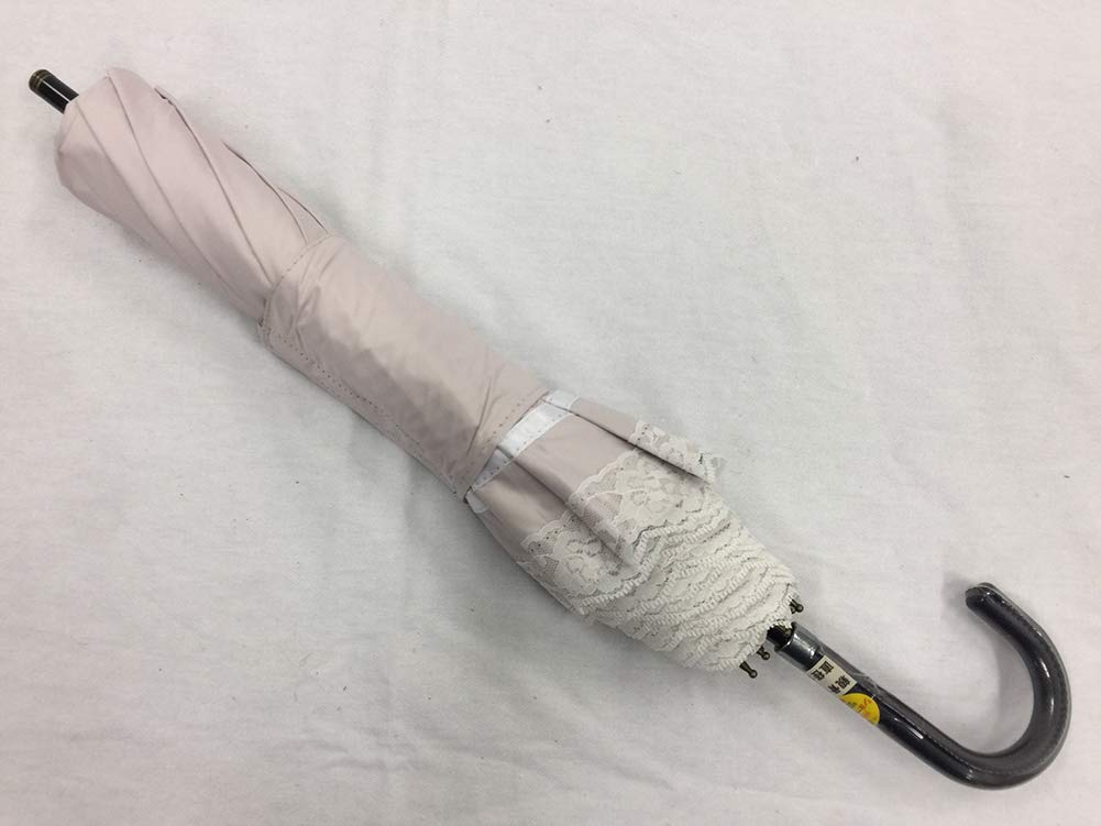 Short and Wide Umbrella for Sun and UV CC Satin Tape and Lace with Pink Rain, Protection, Hem, Tassel,