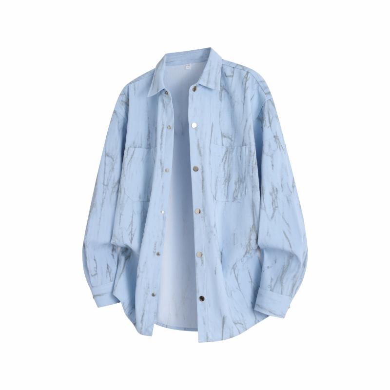 Autumn Men'S Casual Loose Long Sleeve Shirt Men'S Lapel Shirt Jacket