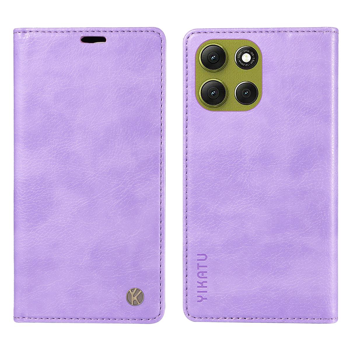 

For Motorola Moto G86 5G Wallet Case YIKATU YK-006 Magnetic Closure Leather Phone Cover Litchi Texture Purple