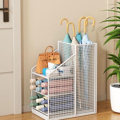 Umbrella Stand Cane Organizer Holder Portable Large Capacity White Stable Container Metal