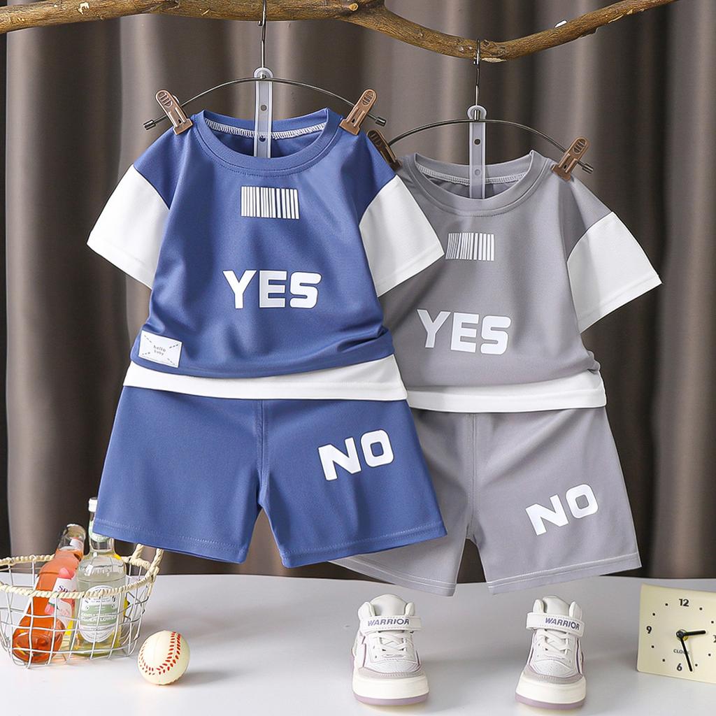 Boys' Clothing, Summer Girls' Set, Home Clothes, Breathable and Comfortable Two-piece Set, Color Blocked Western-style Short Sleeved Shorts for Babies