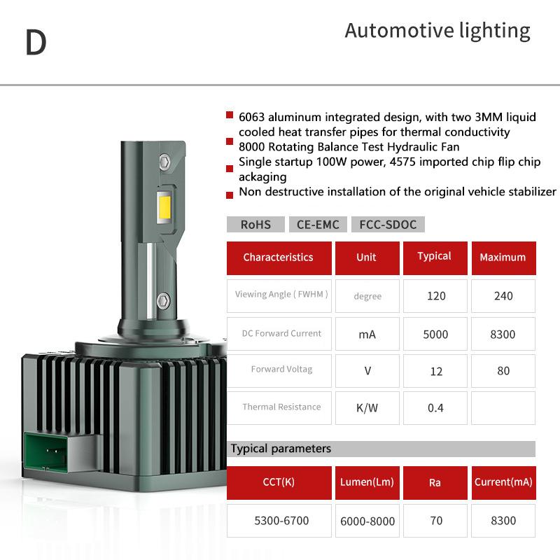 12000Lm D3S D1S Car Led Headlights Bulbs D2S D4S D8S Vehicles Head Light Auto Lamp 6000K Headlamp Diy Replacement