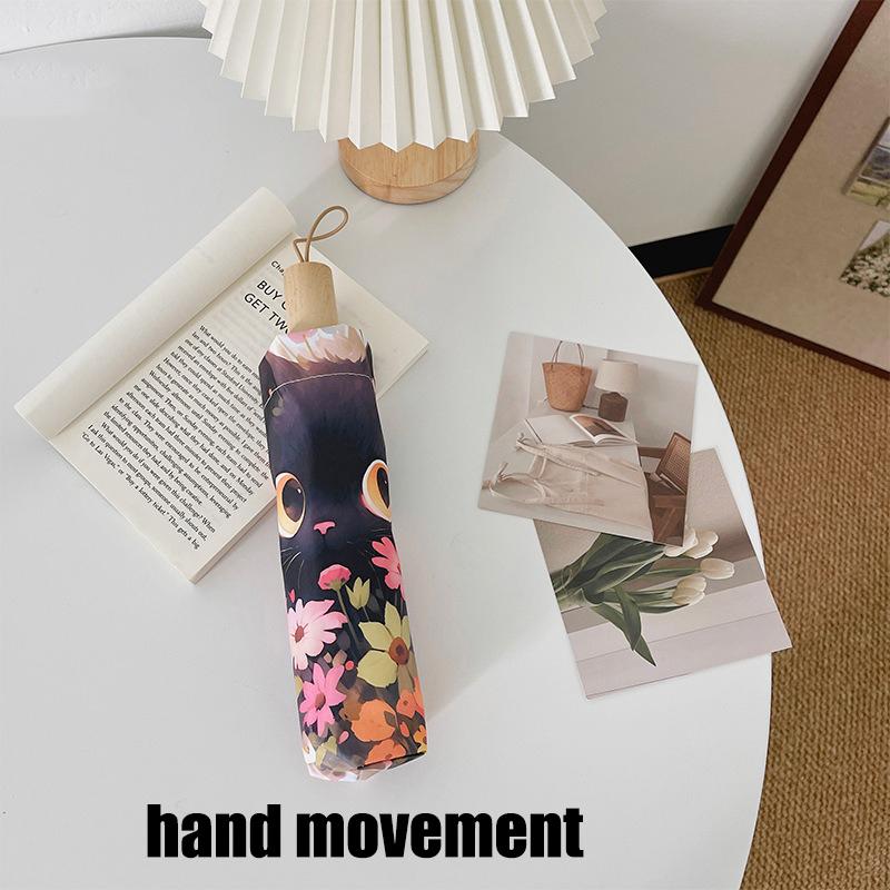 

Букет Кот Зонт Тройного Сложения Полностью Автоматический Зонт Солнцезащитный УФ-Защита и Дождь/Дождь Двойного Использования Солнцезащитный Зонт 8K