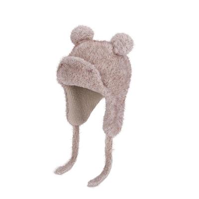 LeafIn Knit Hat with Bear for and Fluffy Knit Ages 2220 One Kids' Earflaps, Design, Boys, Snowboarding, Skiing, Winter, Hat, 4-10, 49-56cm, (JP,