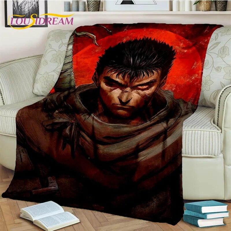 3D Anime Calssic Berserk Cartoon HD Blanket,Soft Throw Blanket for Home Bedroom Bed Sofa Picnic Travel Office Cover Blanket Kids