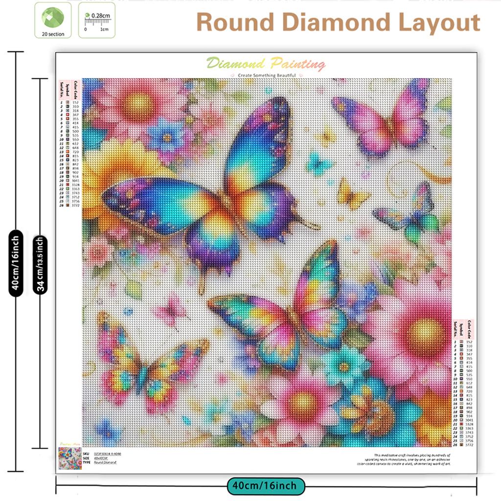 CHENISTORY 5d Diamond Painting New Square Rhinestones Colorful Butterflies Floral Diamond Embroidery Cross Stitch Mosaic