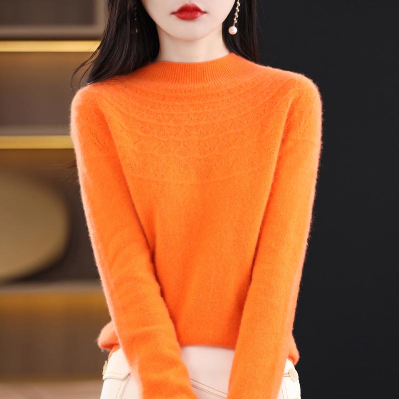 Women's Half Turtleneck Sweater, Qinghe Cashmere, 30% Cashmere 70% Wool, Winter Knitted Pullover Autumn Sweater Cashmere Sweater