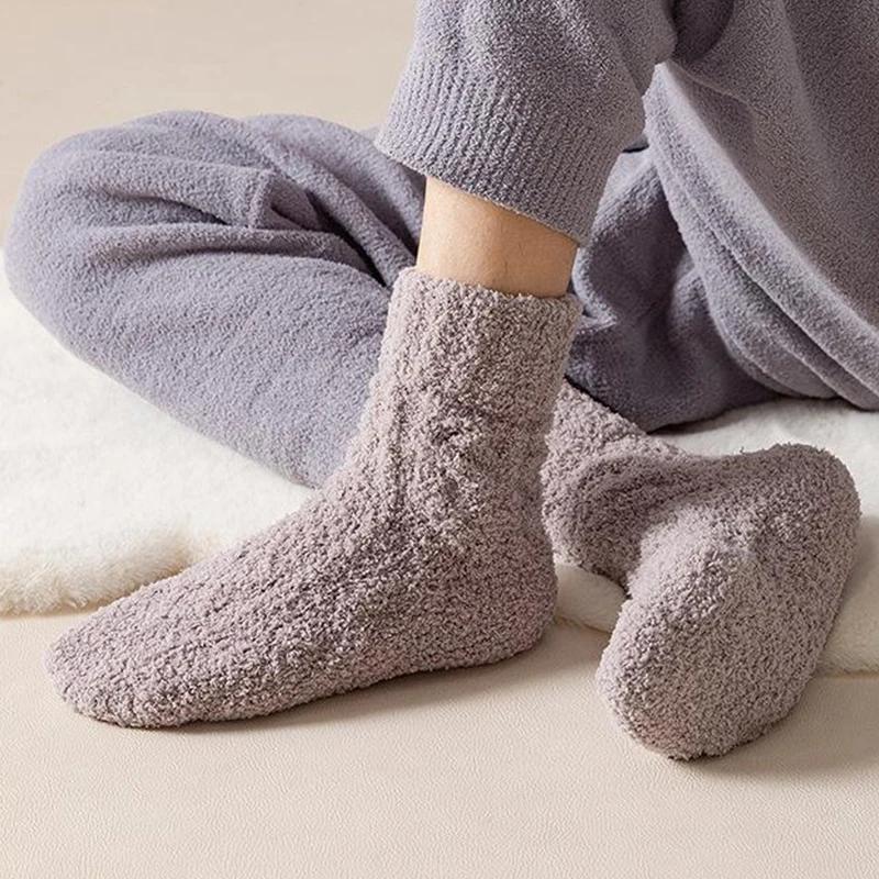 1/2 Paar Wintersocken aus warmem Samt für Herren, Korallenvlies, dick, plus Strumpf, Mädchen, flauschig, zum Schlafen auf dem Boden, mittlere Schlauchsocken, Strumpfwaren