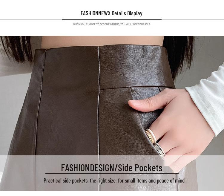 Women's High-Waist Leather Shorts - Slimming A-Line, Wide-Leg, Korean Style for Autumn/Winter 2023