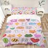 3pcs Cute Animal Stickers Bedding Set, Breathable And Soft, Suitable for All Seasons Machine Washable, Suitable for Bedroom Decoration,yy250822146