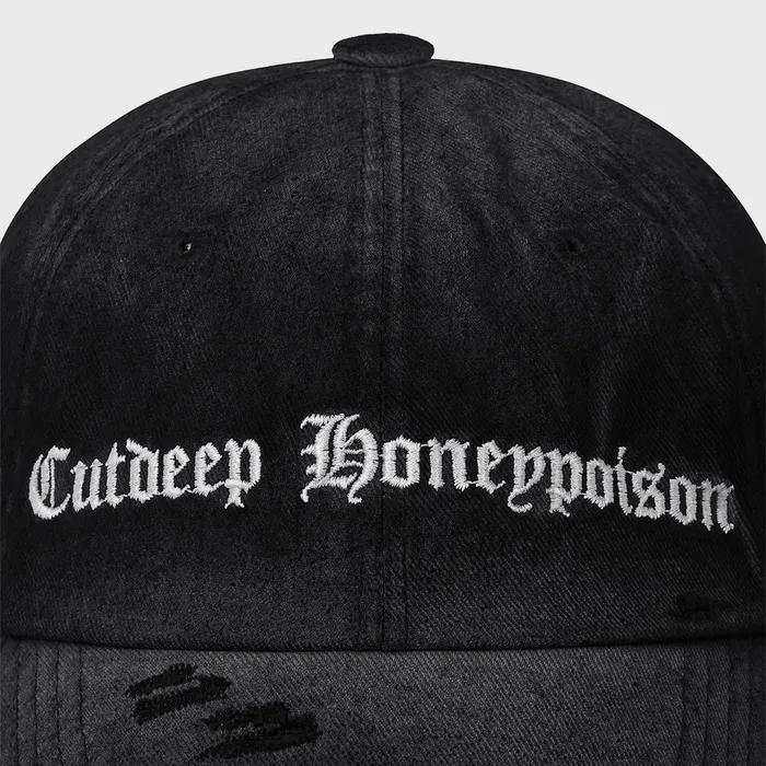 Slogan Washing Ball Cap - Black