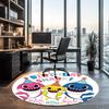 Shark Printed Round Rug Carpet Chair Rug Area Rug Entryway Doormats,for Office Chair Living Room Bedroom Kitchen Room.