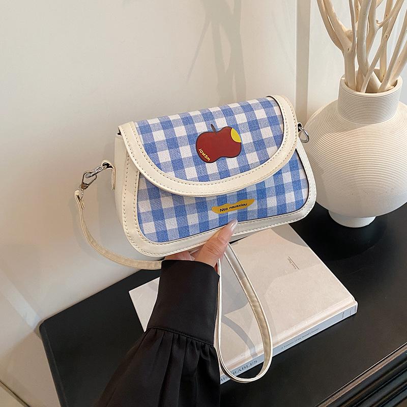 Autumn Popular Plaid Small Bag Women's New Fashion Simple Underarm Small Square Bag Casual Commuter Messenger Bag
