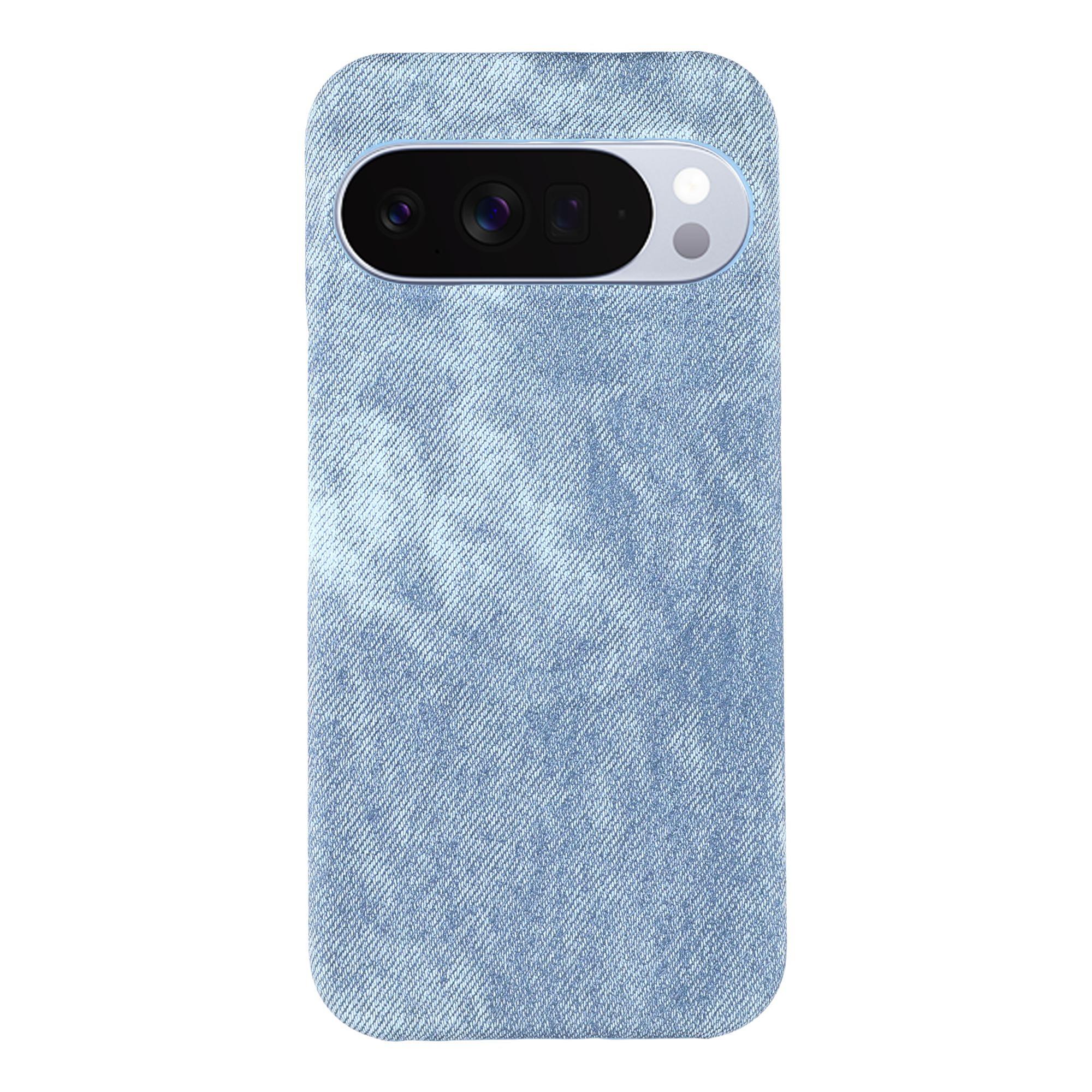 

For Google Pixel 10 Pro XL Magnetic Case Denim Cloth Texture Leather + PC Shockproof Phone Cover