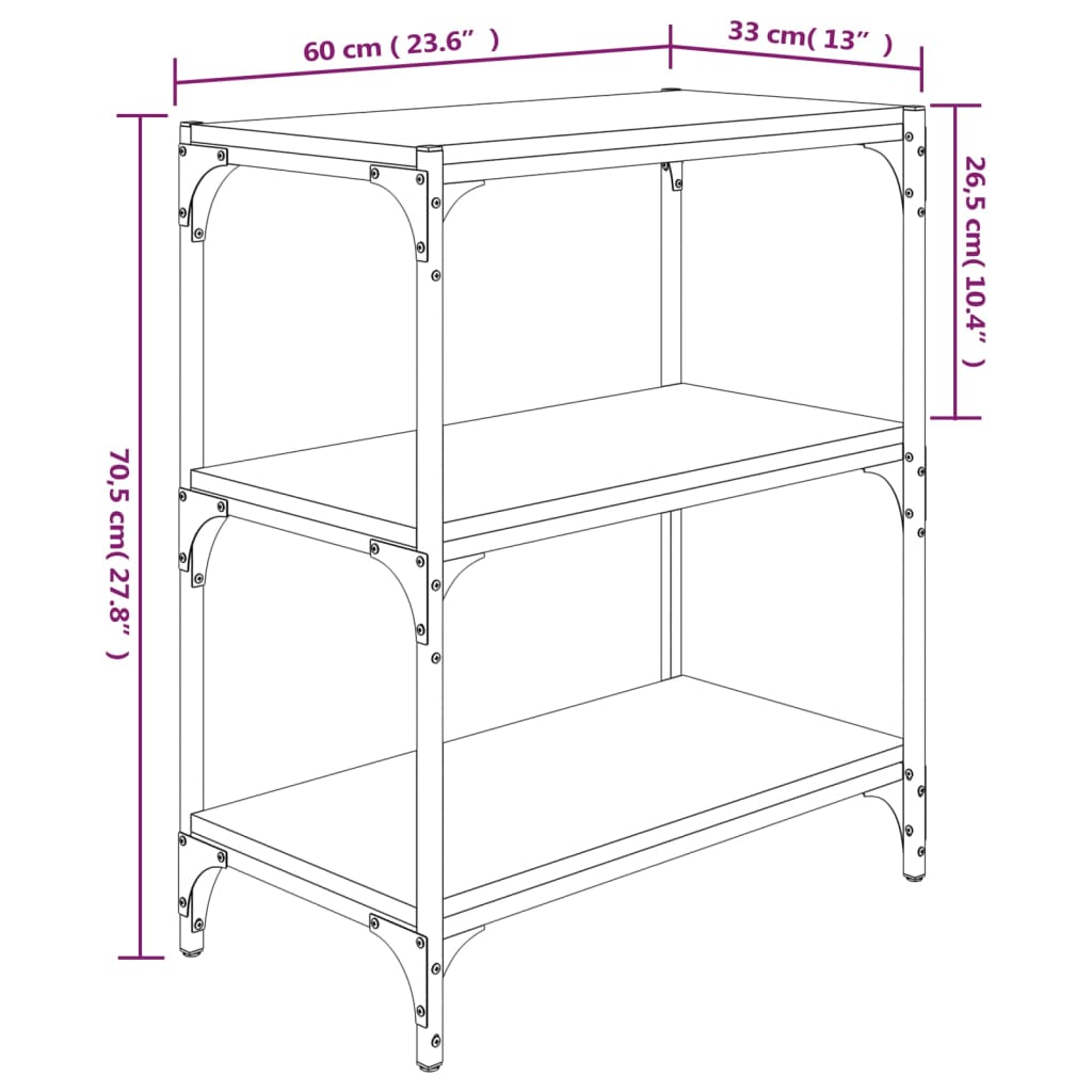 Bookshelf Sonoma Oak 60 x 33 x 70.5 cm Engineered Wood and Steel