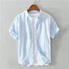 Men's Short Sleeve Breathable White Linen Shirt