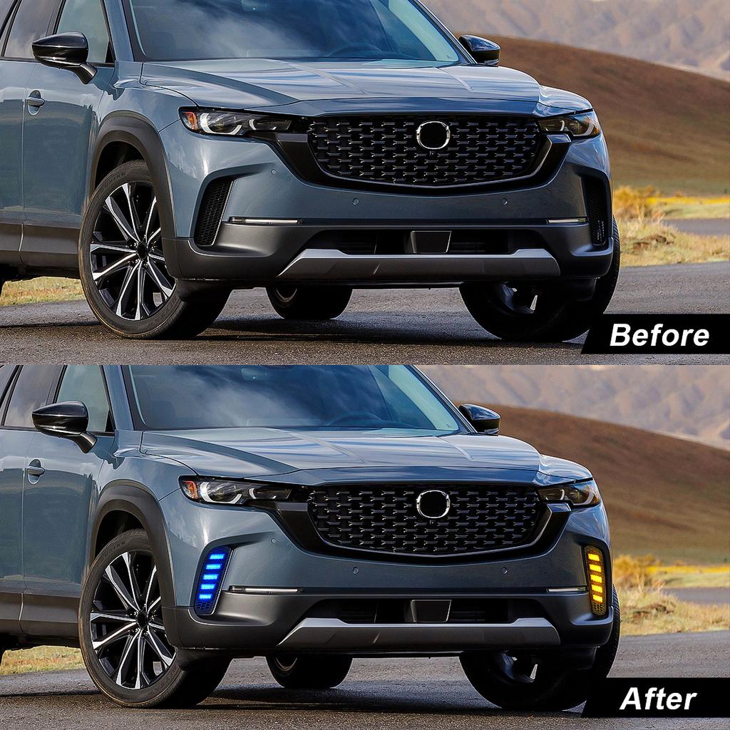 DRL For Mazda CX-50 CX50 2025 2025 LED Daytime Running Light Car Fog Dynamic Turn Signal Lamps White Yellow Blue Car Accessories