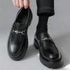 Fashion Classic Thick Sole Men's Penny Loafers Slip-On Business Dress Shoes Gentleman Metal Buckle Formal Black Business Shoes