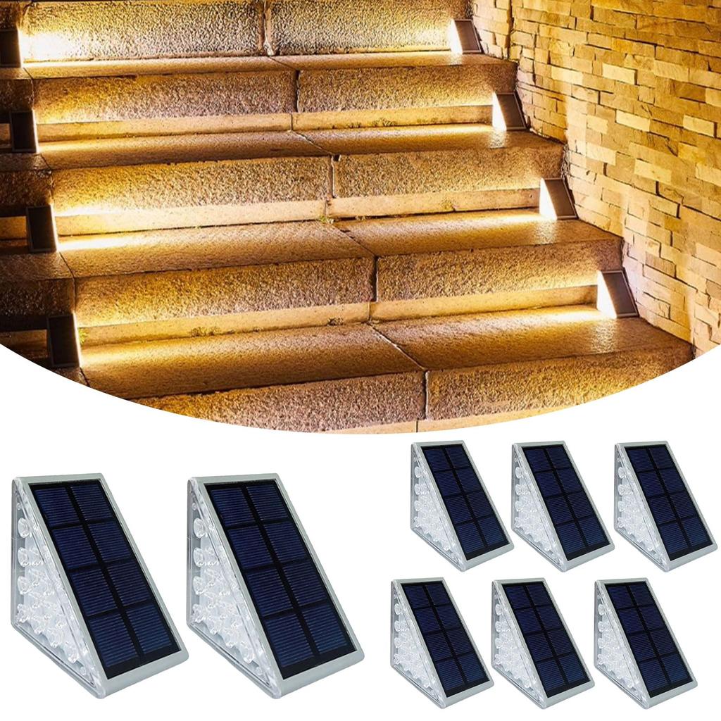 DODOGOD Treppengarten Solar Stufen LED Warmweiß Automatisch Automatische Einschaltung Nachts Solarleuchte Einfache Installation mit Klebstoff Ideal für und Parkplatz